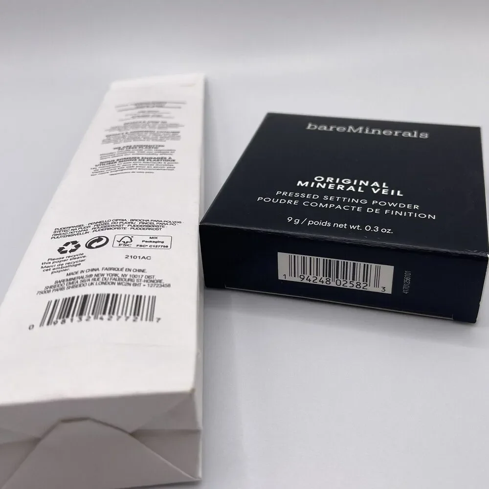 bareMinerals Original Pressed Mineral Veil Translucent with Finisher Brush New